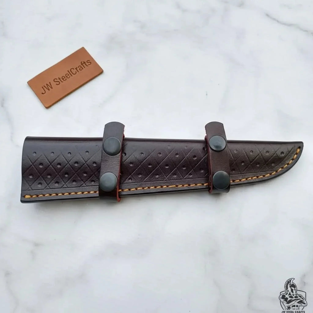 Handmade 13 Inch Fillet Knife with Engraved Bone and Wood Handle, Full Tang Fishing Knife with Leather Sheath