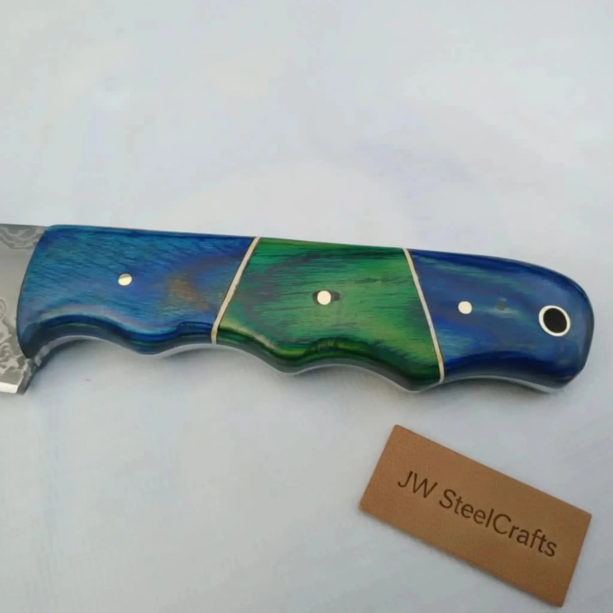11.5 Inch Damascus Steel Fillet Knife with Two-Tone Colored Wood Handle | JW SteelCrafts