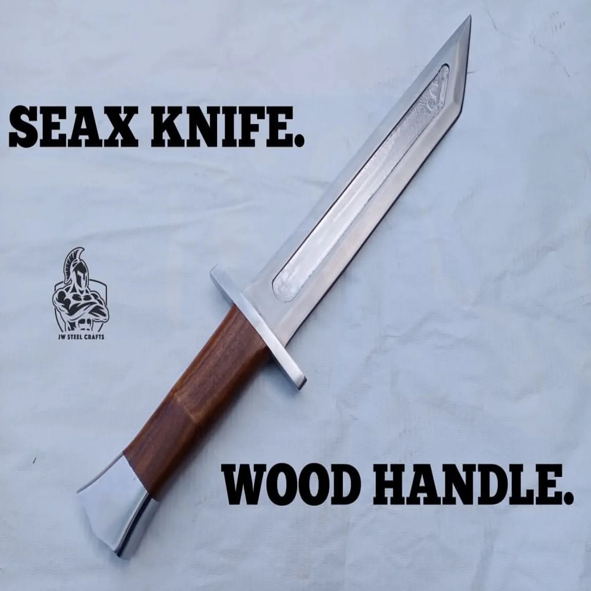Wolfsteel Guard Seax 13" Handmade Carbon Steel Blade with Cross Guard