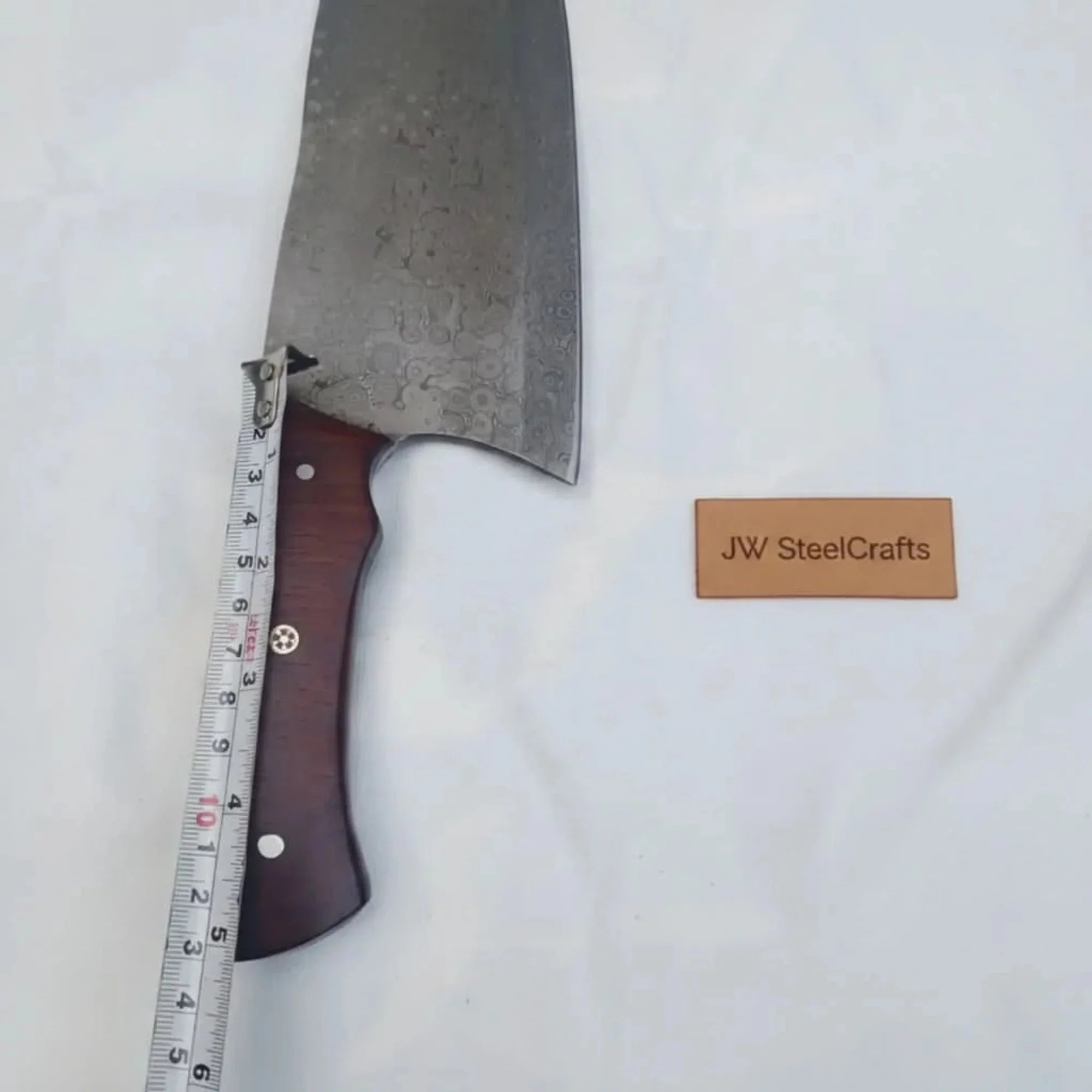 11-Inch Raindrop Damascus Chinese Vegetable Cleaver —  Rosewood Handle & Lanyard Hole