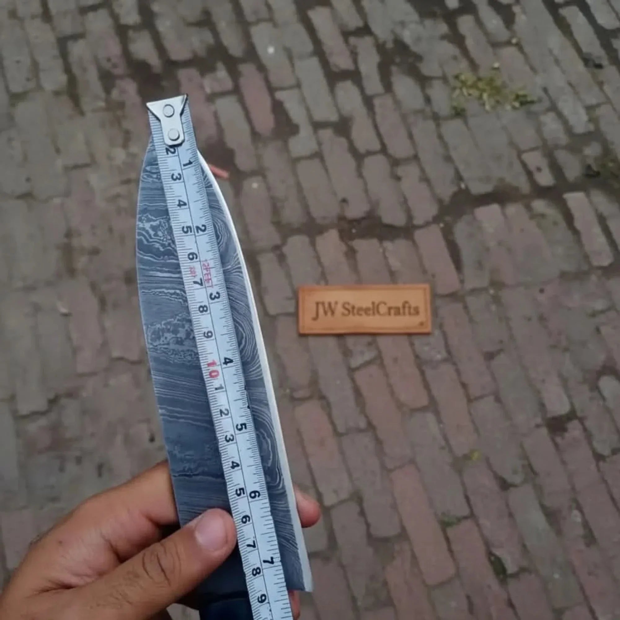 8-Inch Gyuto Chef Knife Twisted Damascus Blade with Blue & Red Pakka Wood Handle (Full Tang, Hand-Forged)