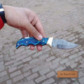 Handmade Damascus Pocket Knife Colored Pakka Wood Folding EDC Knife