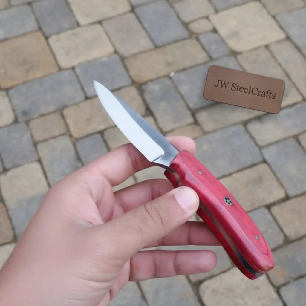 Handmade Skinner Knife Red Wood Handle Fixed Blade
