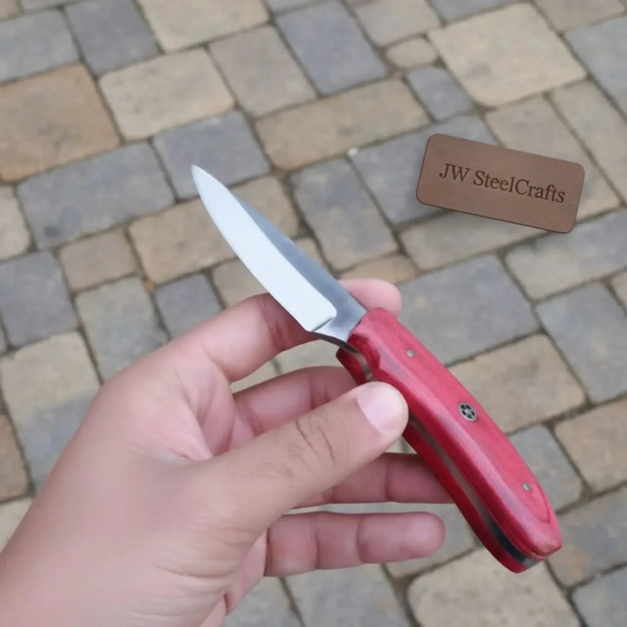 Handmade Skinner Knife Red Wood Handle Fixed Blade