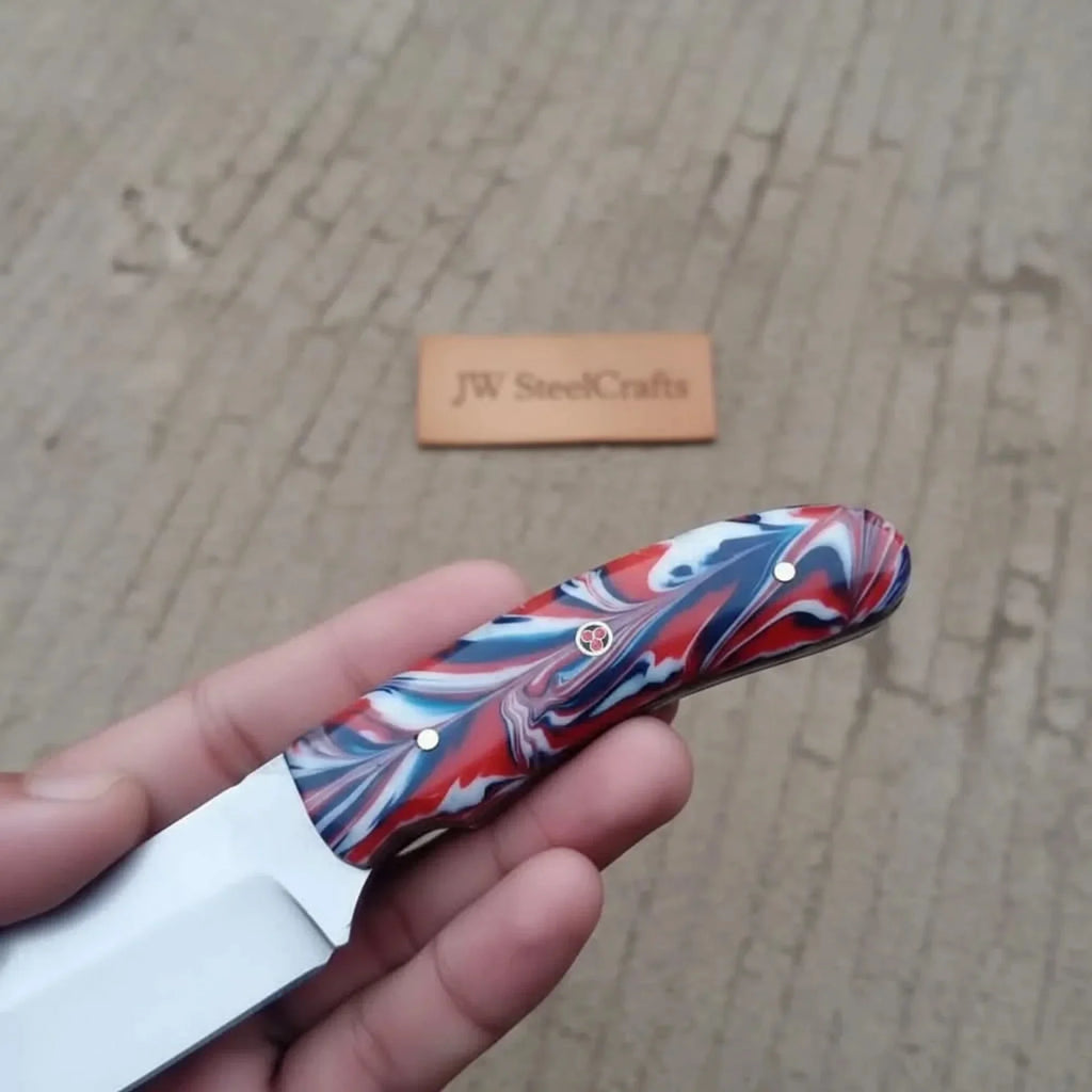 Handmade Skinner Knife Resin Handle Fixed Blade Hunting Knife JW SteelCrafts