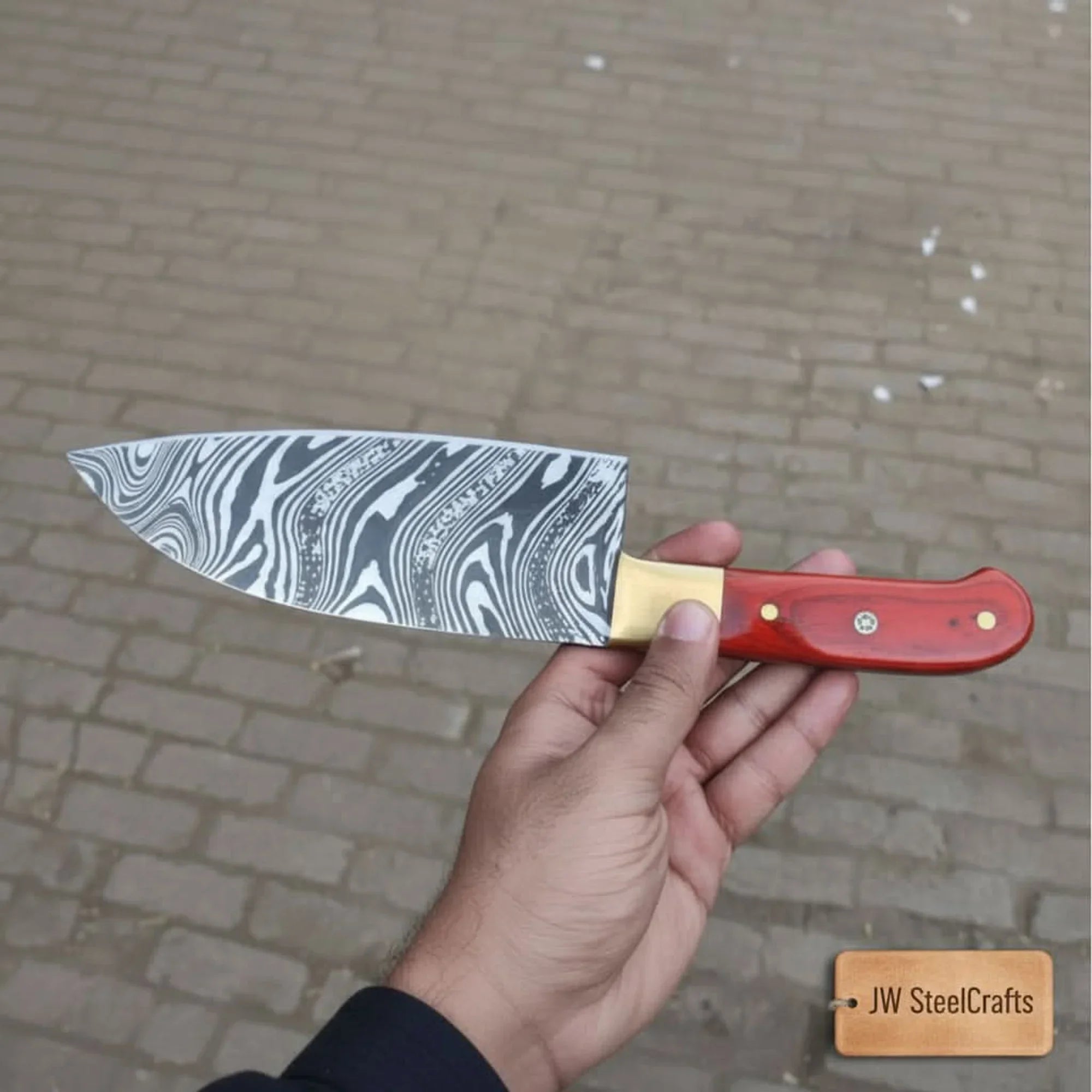 8-Inch Gyuto Chef Knife with Acid-Etched Carbon Steel & Pakka Wood Handle