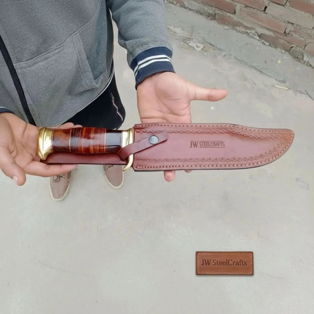 Handmade Sheffield Clip Point Bowie Knife with Damascus Steel Blade | JW SteelCrafts