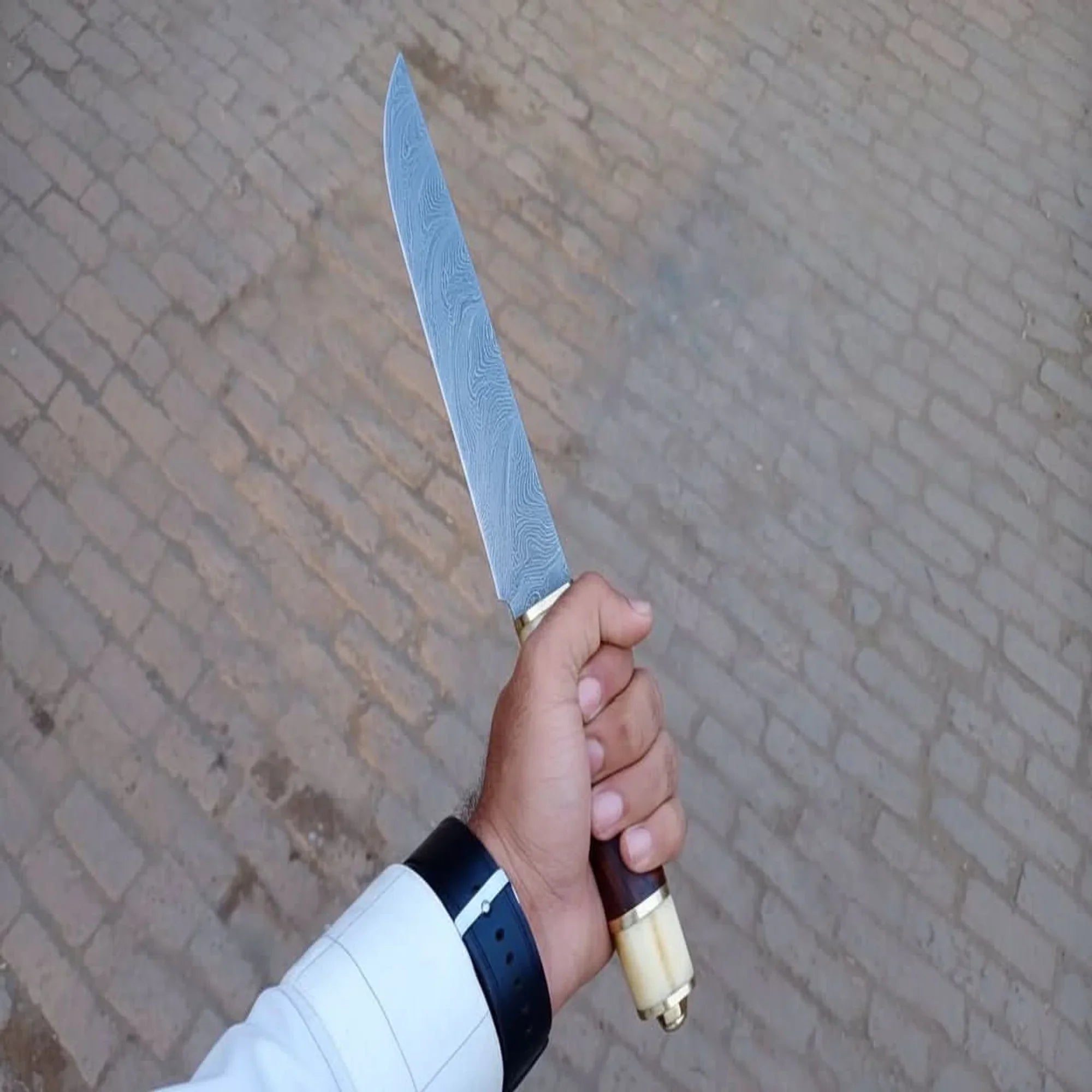 Skalder's Rosewood Seax Knife 11" Handmade Damascus Steel Viking Blade