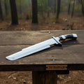 Recurved Clip Point Bowie Knife with Spanish Notch and Mirror Finish