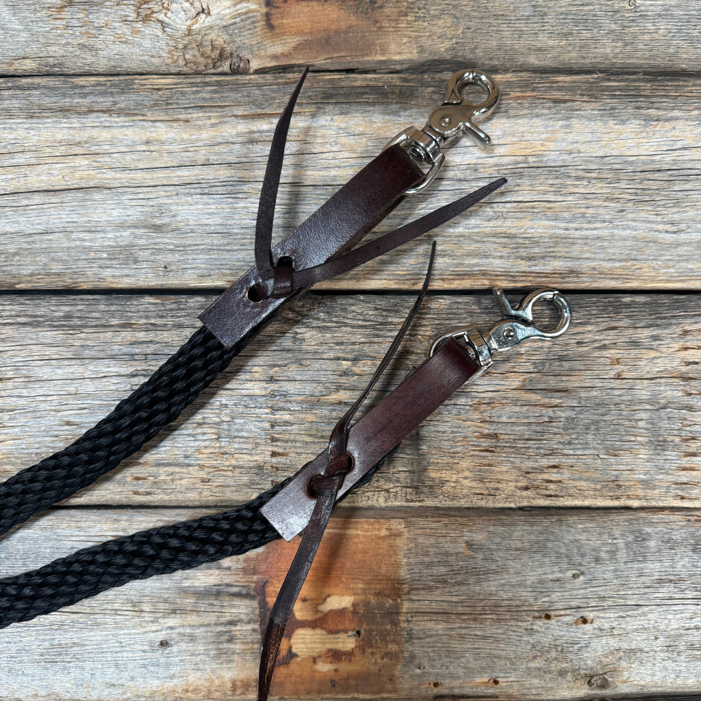 Black Nylon Barrel Racing Reins #NR101 — view 3