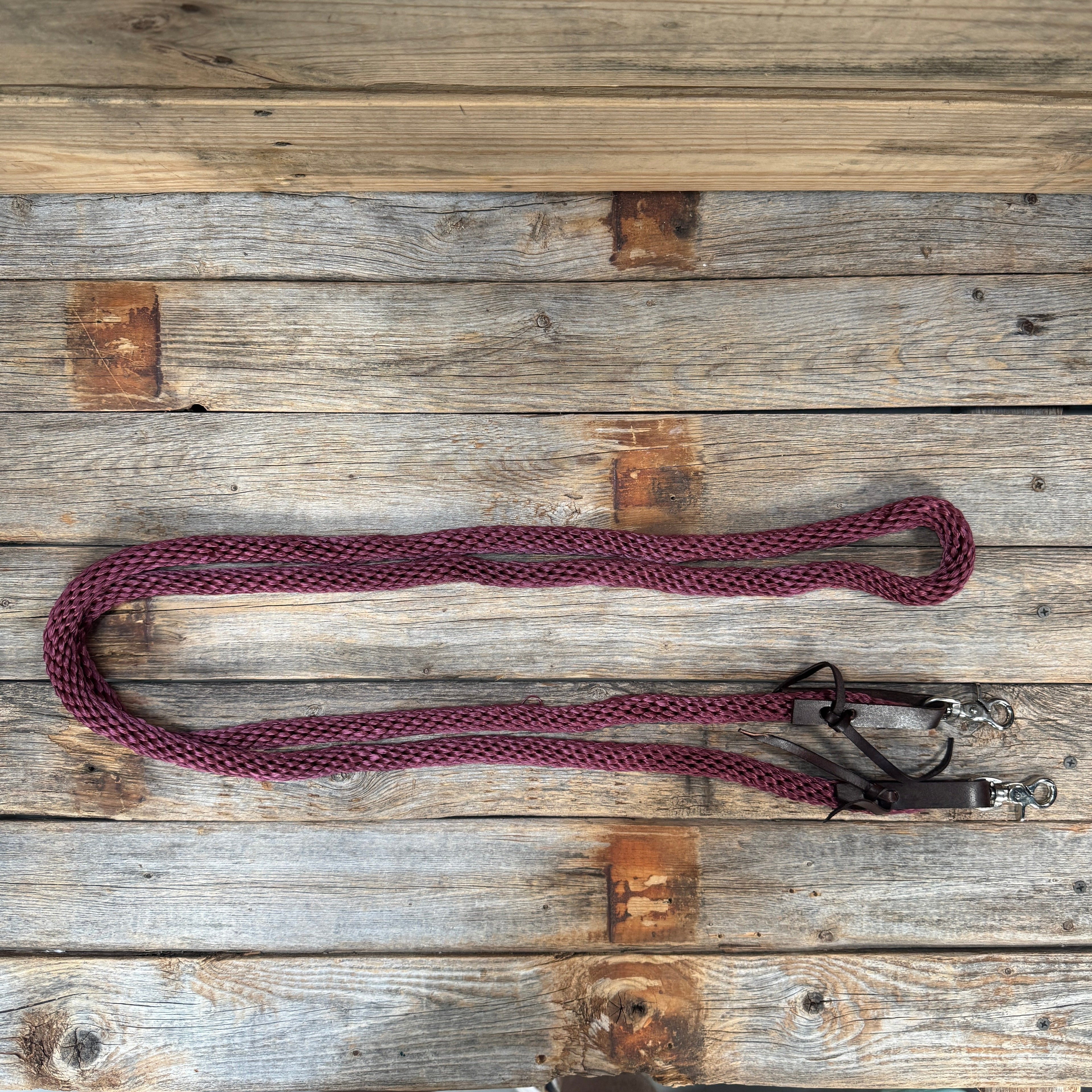Burgundy Nylon Barrel Racing Reins #NR104 — view 2