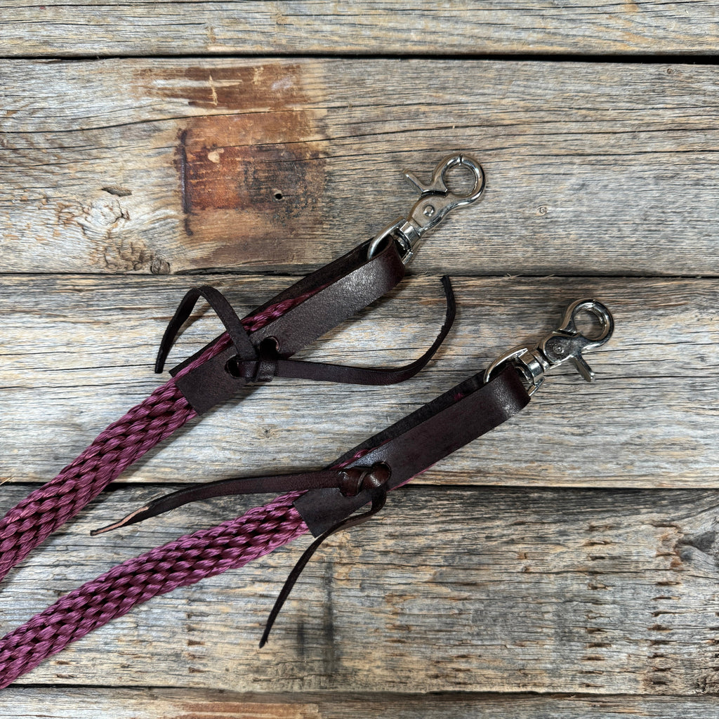 Burgundy Nylon Barrel Racing Reins #NR104 — view 3