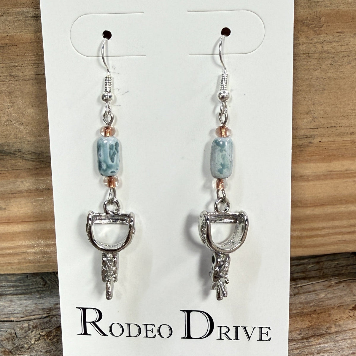Turquoise Color Stone Spur Dangling Earrings