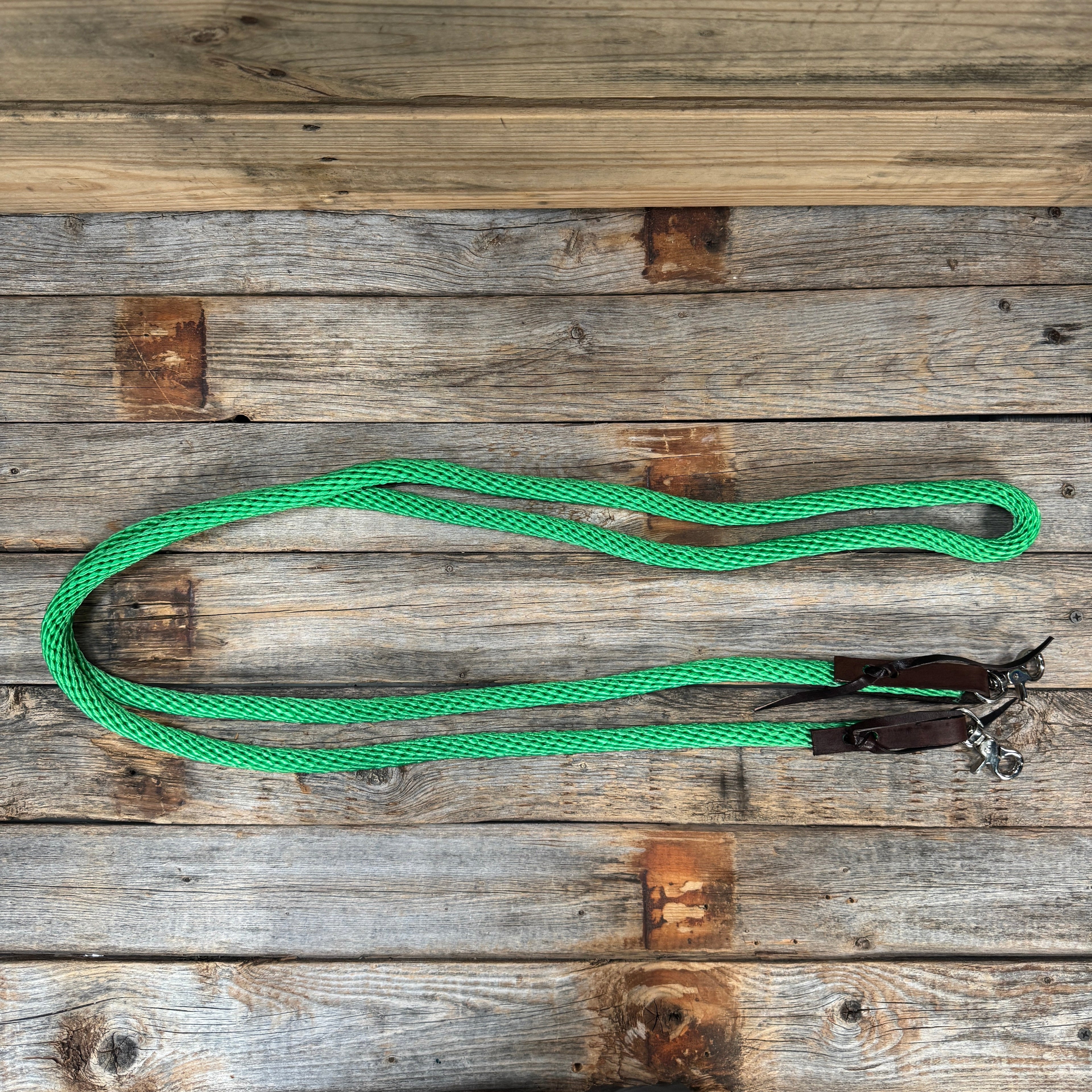 Green Nylon Barrel Racing Reins #NR105 — view 2