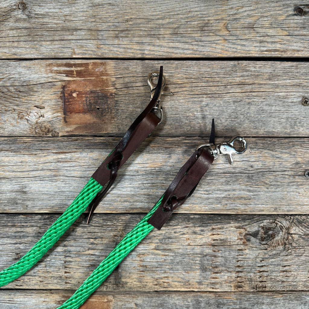 Green Nylon Barrel Racing Reins #NR105 — view 3
