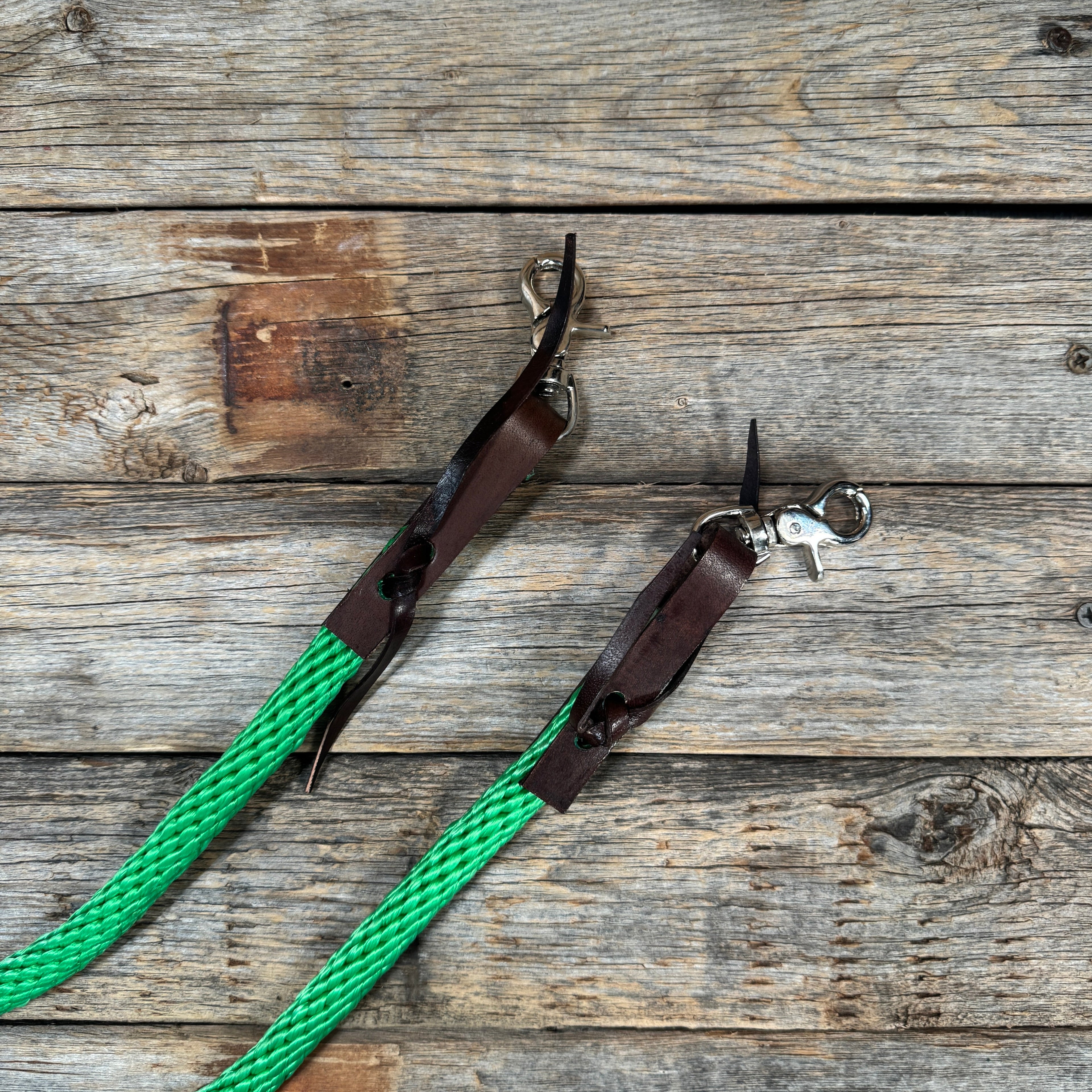Green Nylon Barrel Racing Reins #NR105 — view 3