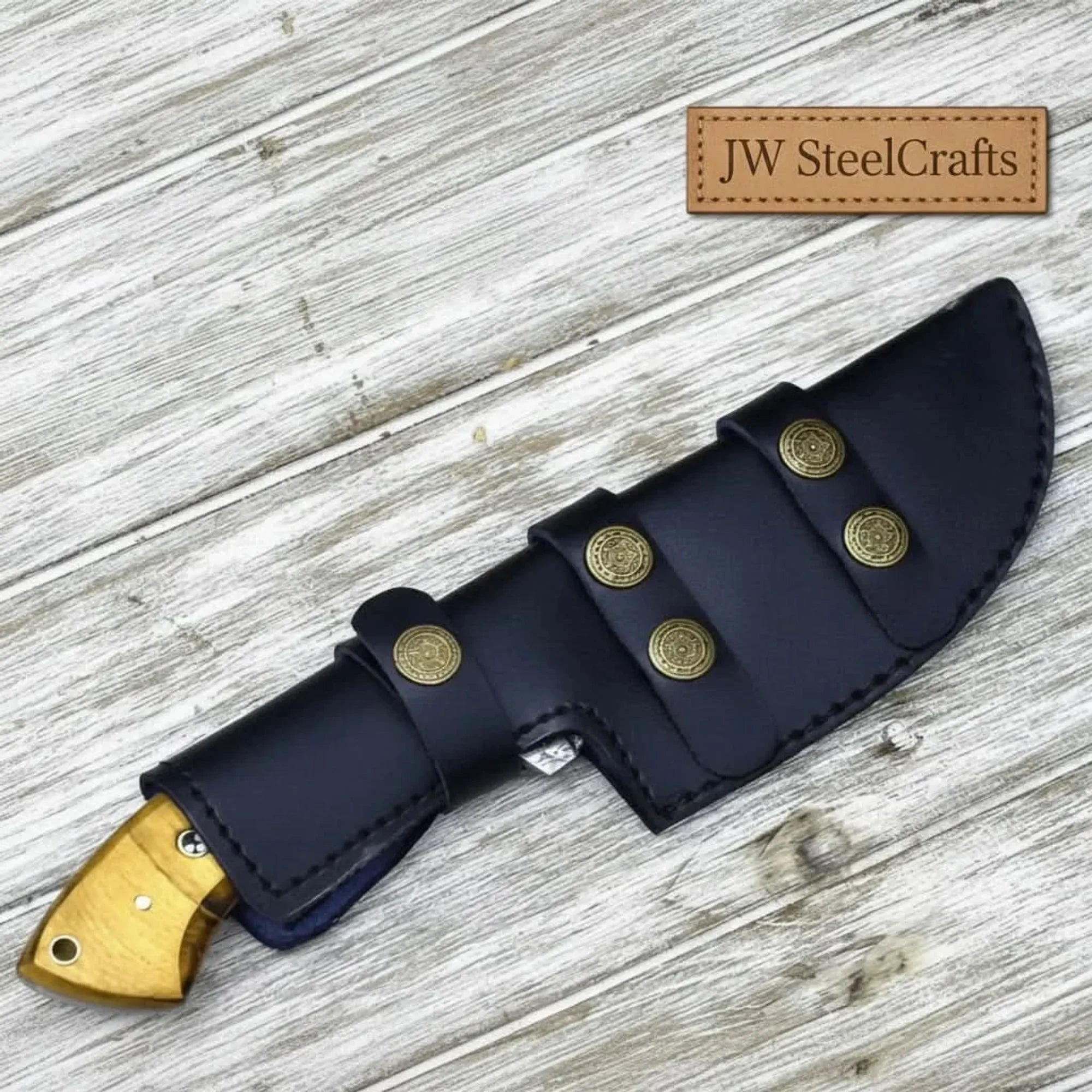 tracker knife Custom, 10", DAMASCUS KNIFE, Damascus steel knife, hunting, exotic Yellow Heart & Walnut wood handle, leather sheath