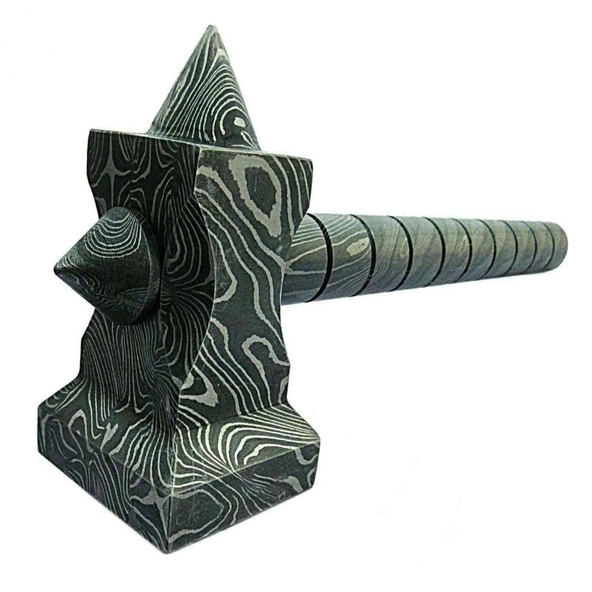 Sculpted Damascus Steel War Hammer 12" Handmade Full Damascus Collectible Piece