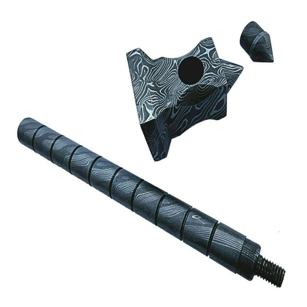 Sculpted Damascus Steel War Hammer 12" Handmade Full Damascus Collectible Piece