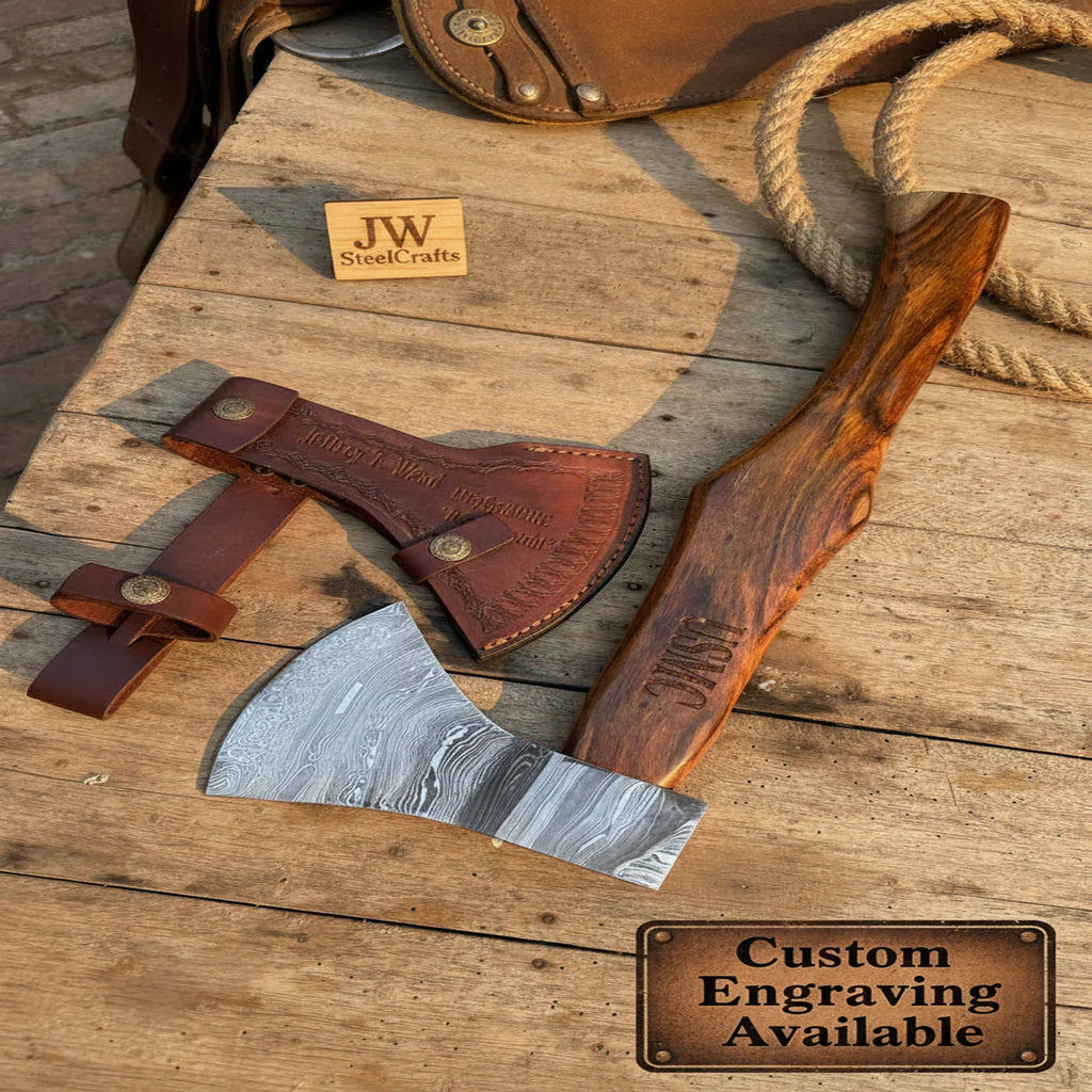 Damascus Skeggox Bearded Viking Axe with Hardwood Handle