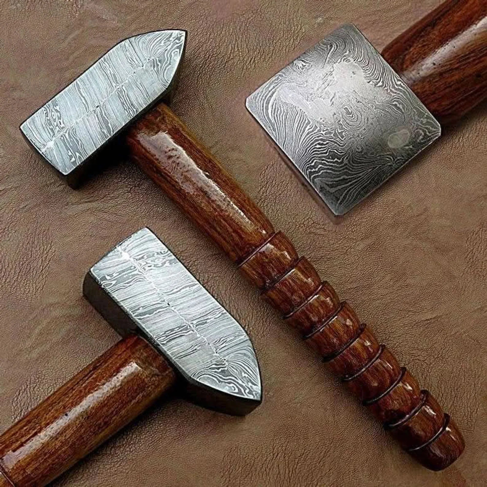 Smith's Cross-Peen Hammer 10" Handmade Damascus Steel Blacksmith Hammer