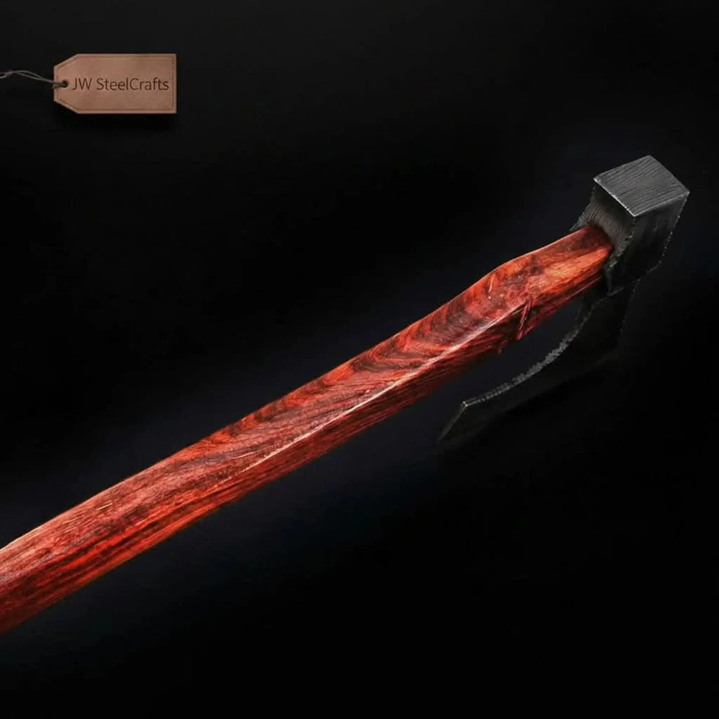 Pattern-Welded Damascus Viking Bearded Axe for Heavy Chopping and Trail Use