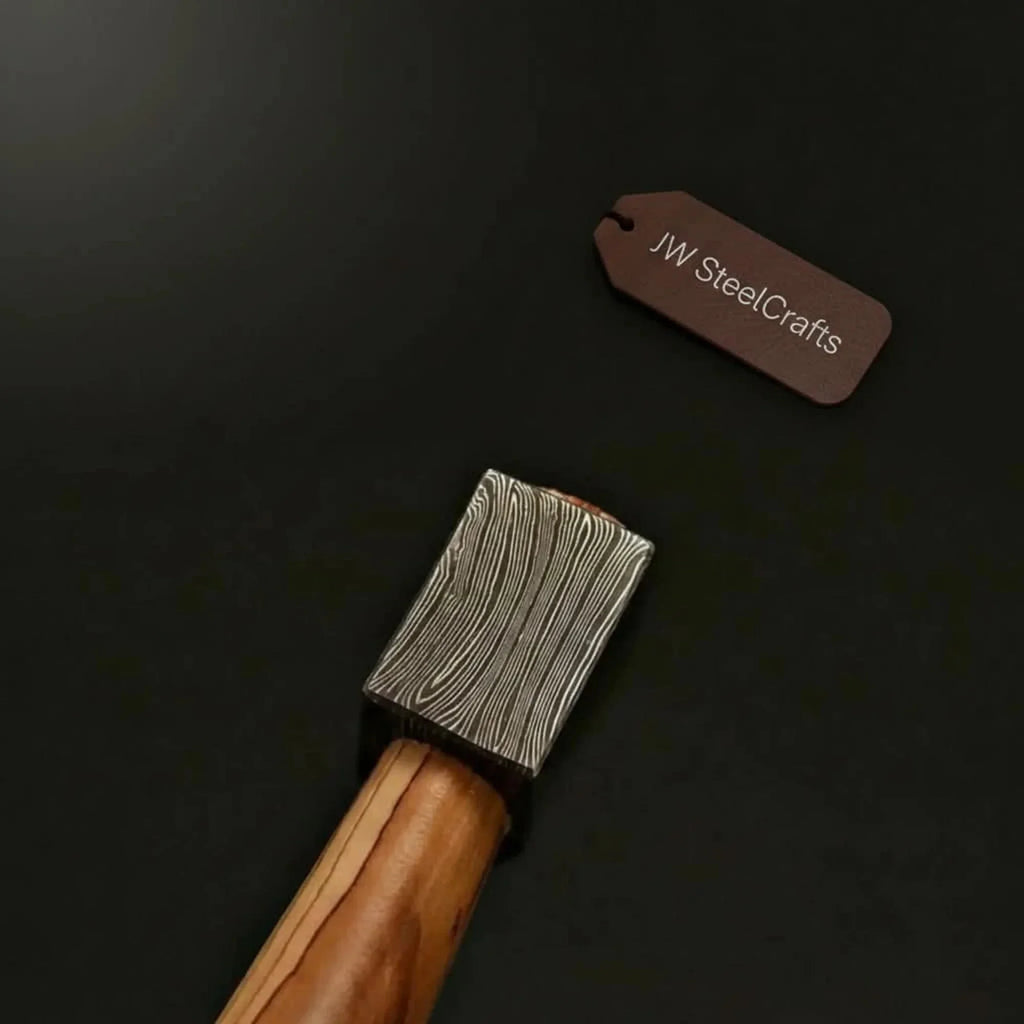 Hand-Forged Damascus Bearded Bushcraft Hatchet with Hardwood Handle