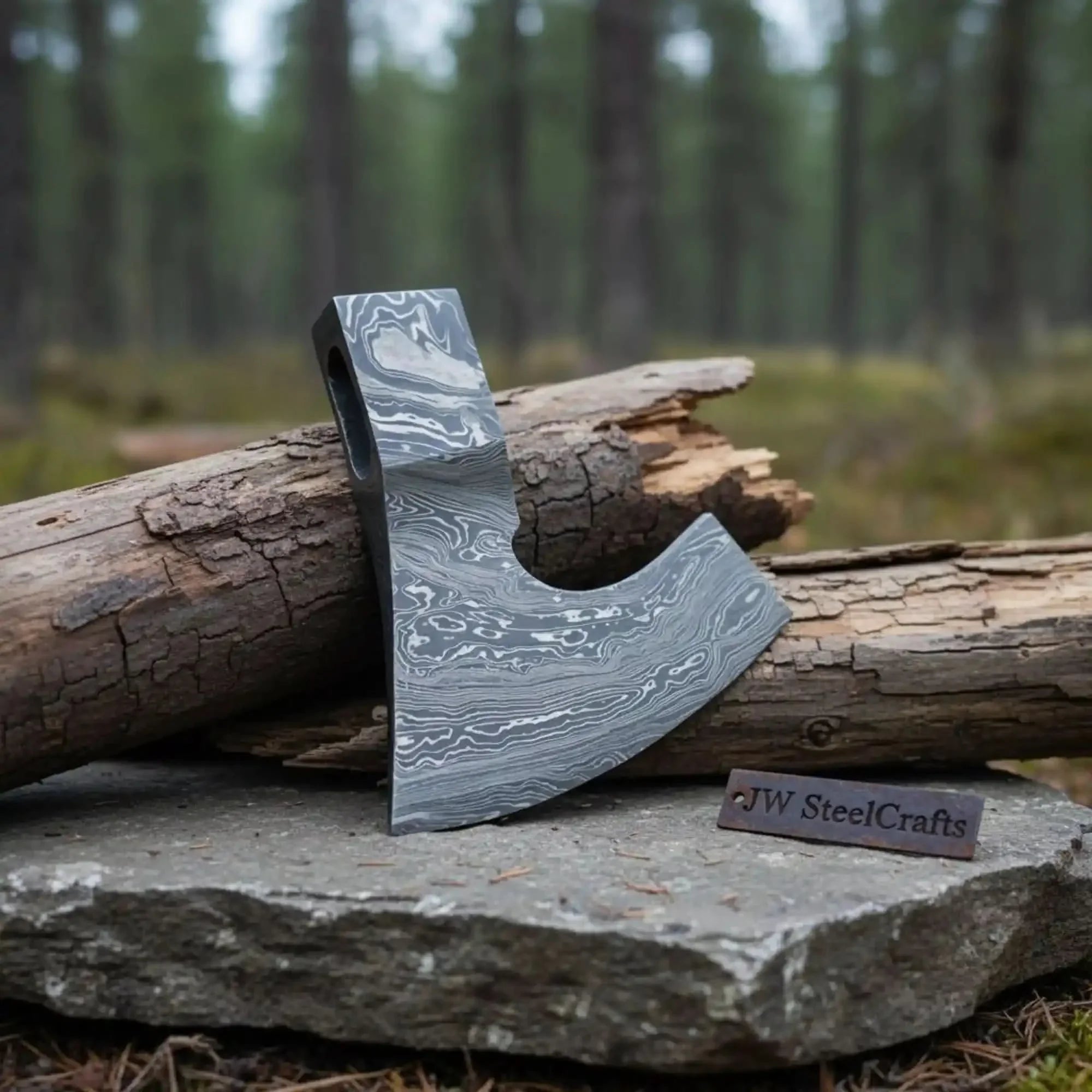 Thornwake Bearded Damascus Axe 6" Handmade Viking Style Axe Head