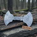 Duskraven Double-Bit Damascus Axe Handmade 9 Inch Forged Steel Head