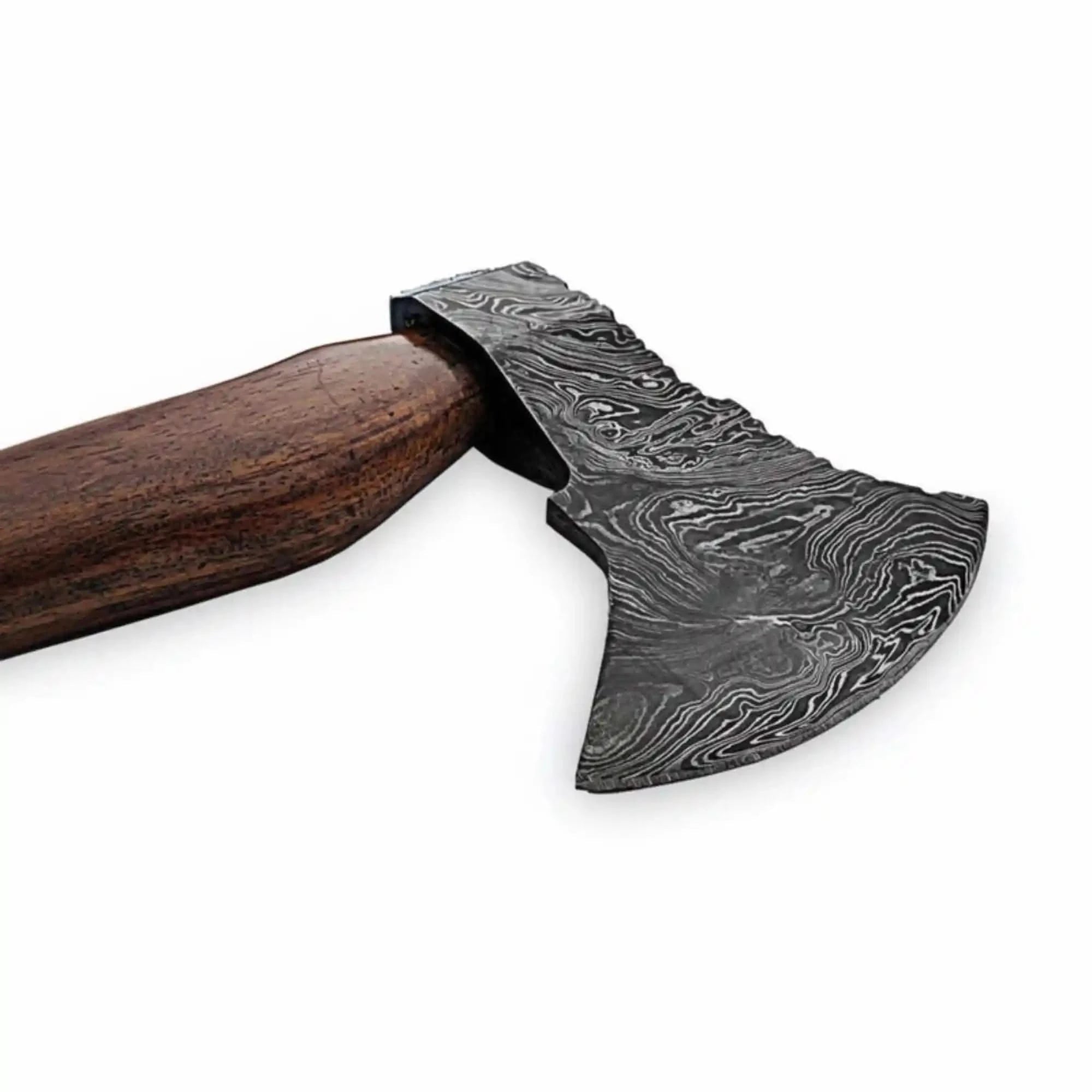 Damascus Scandinavian Carving Axe with Curved Hardwood Handle