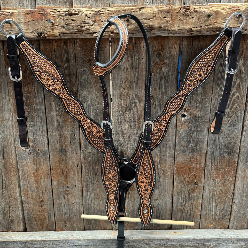 Two Tone Floral and Basketweave Tack Set — view 2