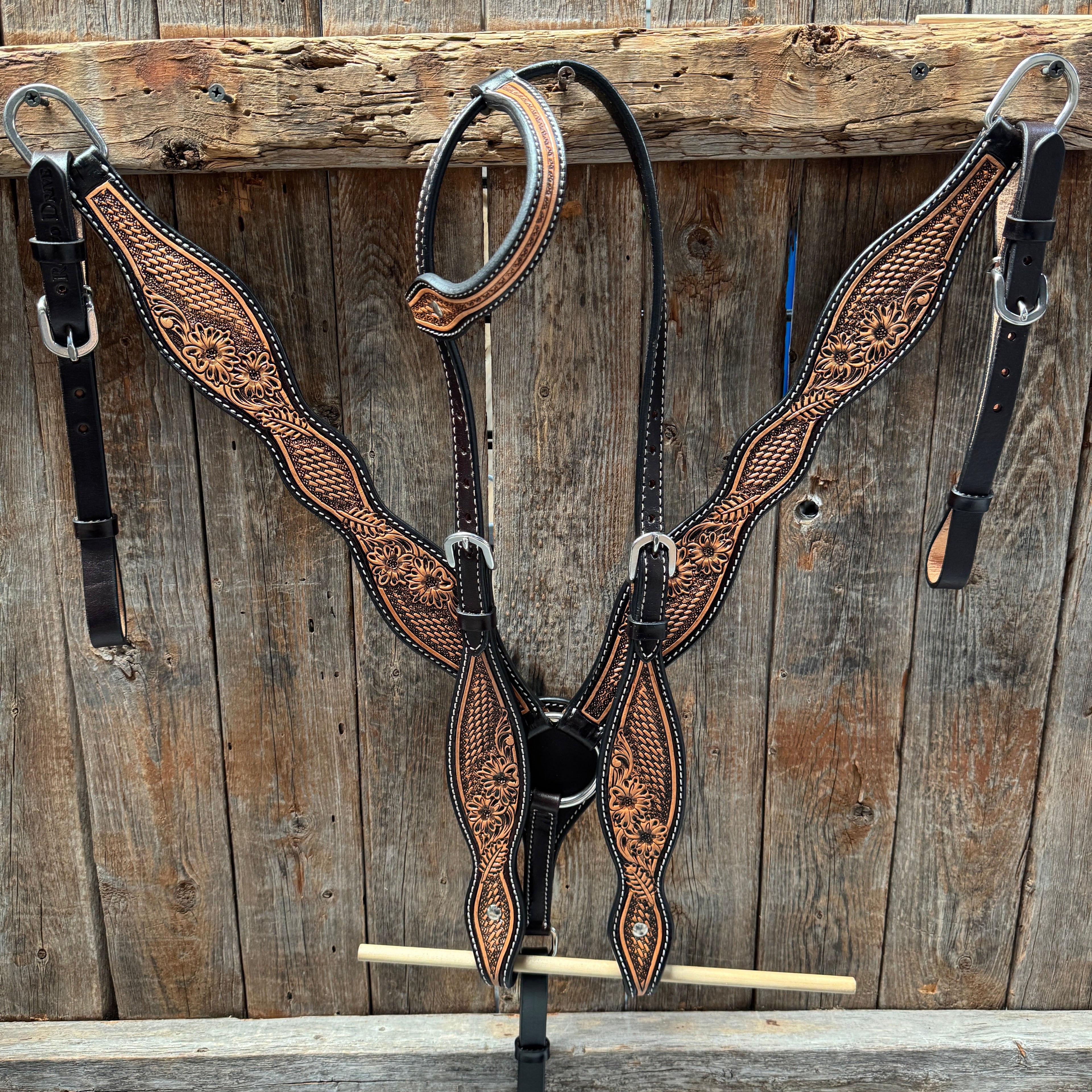 Two Tone Floral and Basketweave Tack Set — view 2