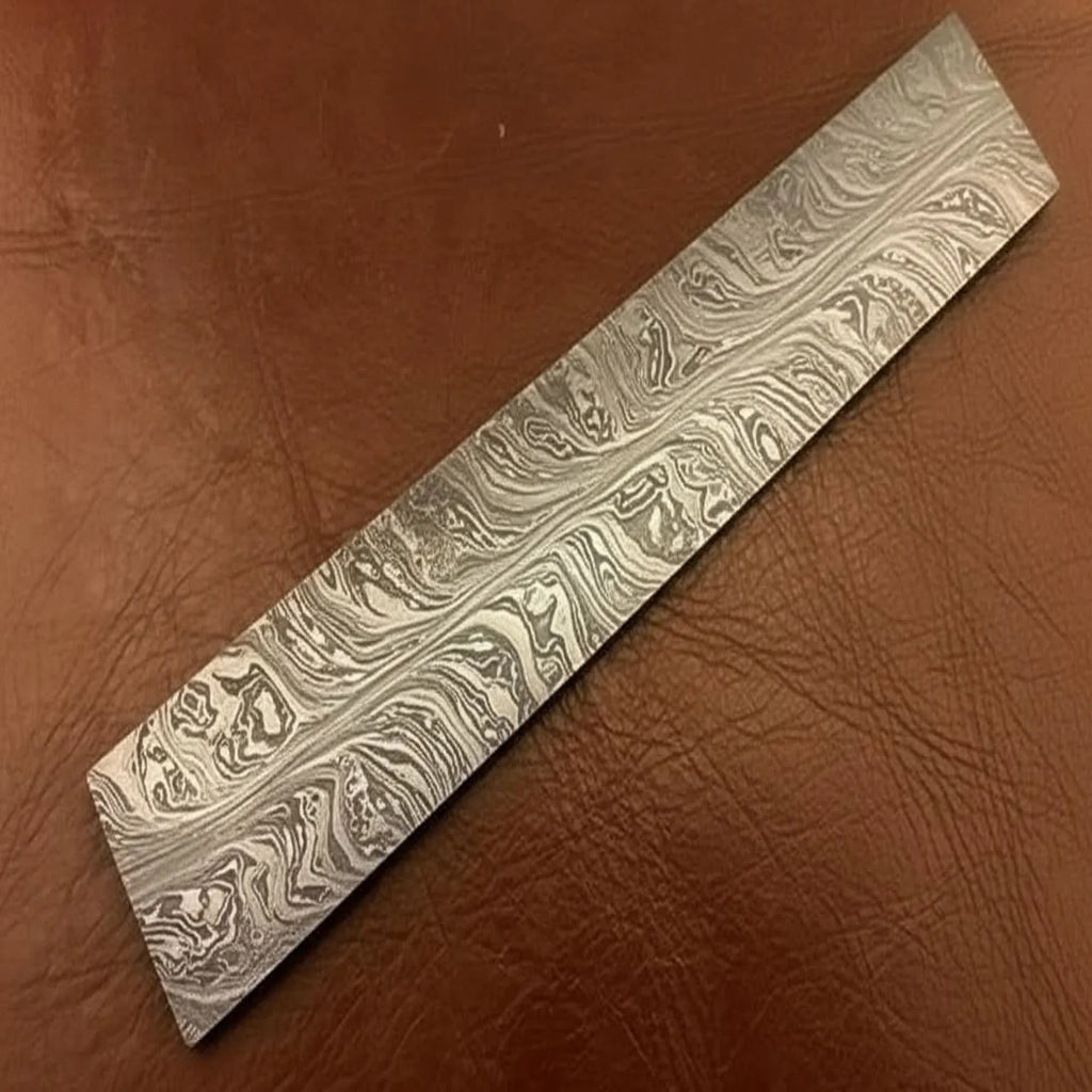 Steelwisp Damascus Bar Rod 7" Premium Flat Billet Bar Pattern Welded Blank for Knife and Tool Making