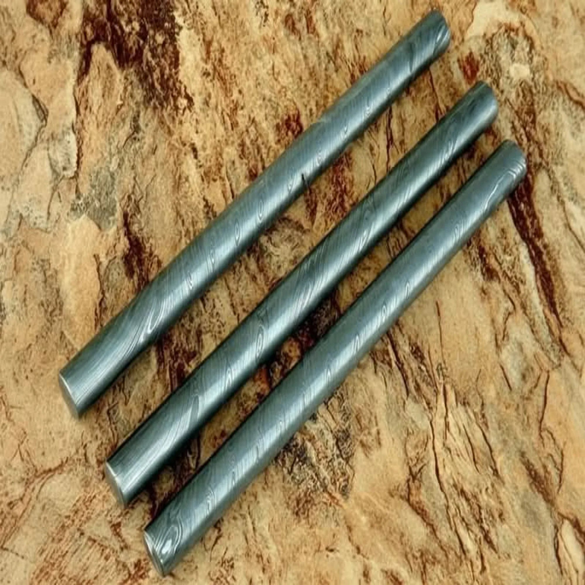 Foreveredge Ring Billet Damascus Rod 10" Handmade Set of 3