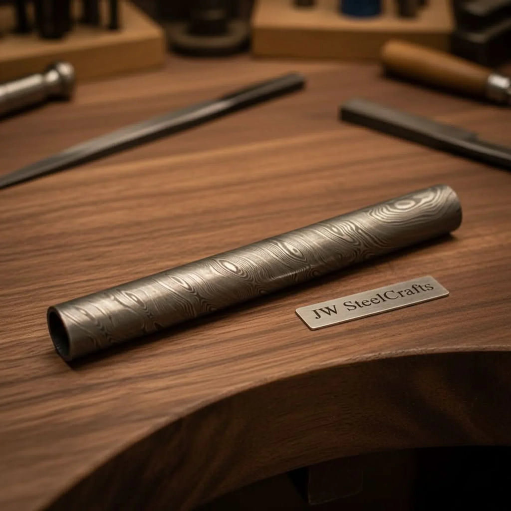 Ironshine Damascus Ring Rod 10" Handmade Multi-Use Bar
