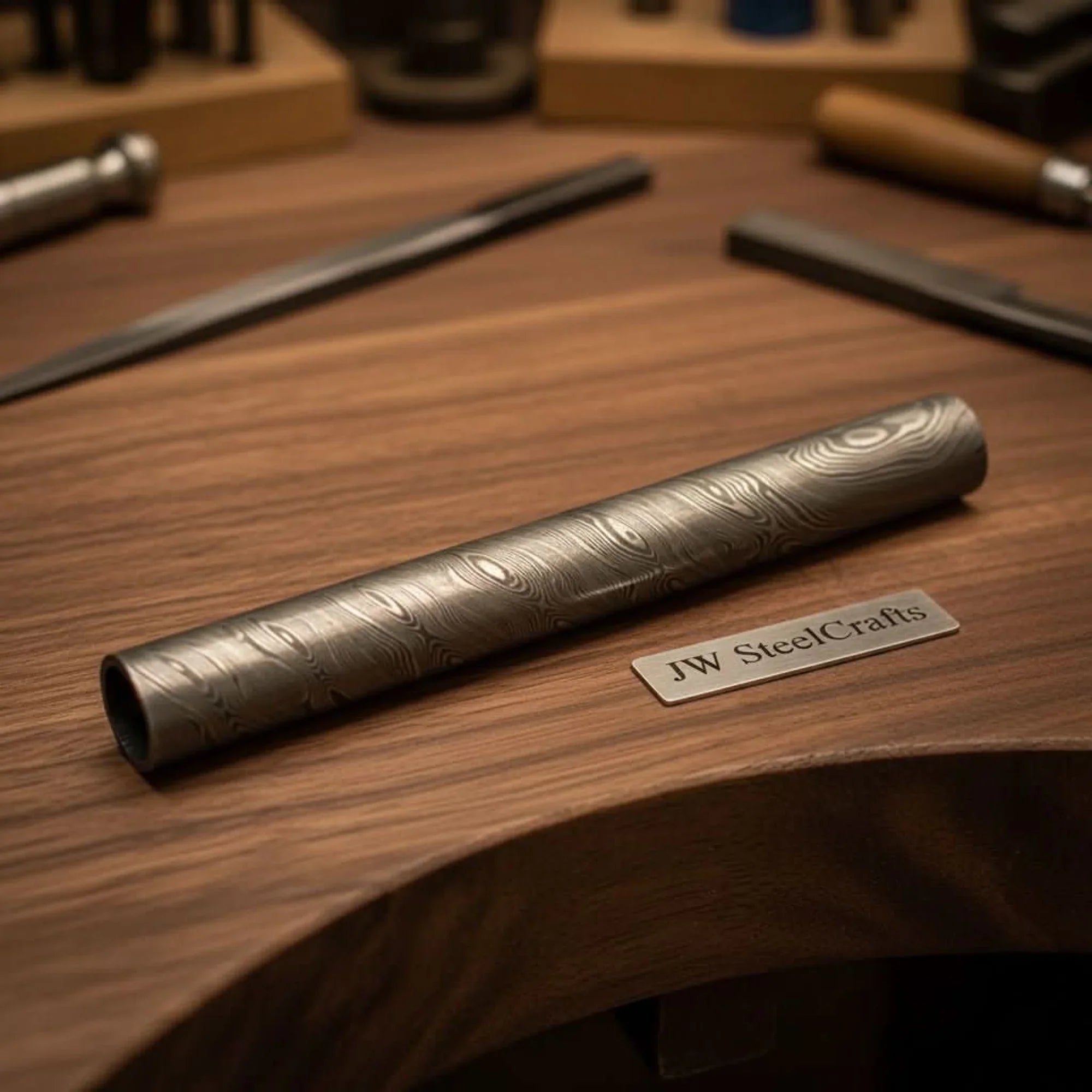 Ironshine Damascus Ring Rod 10" Handmade Multi-Use Bar