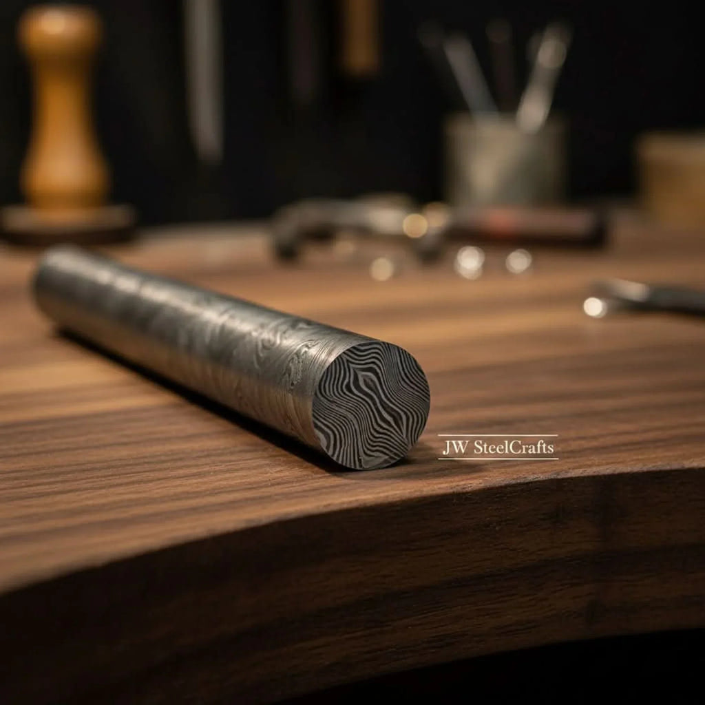 Ironshine Damascus Ring Rod 10" Handmade Multi-Use Bar