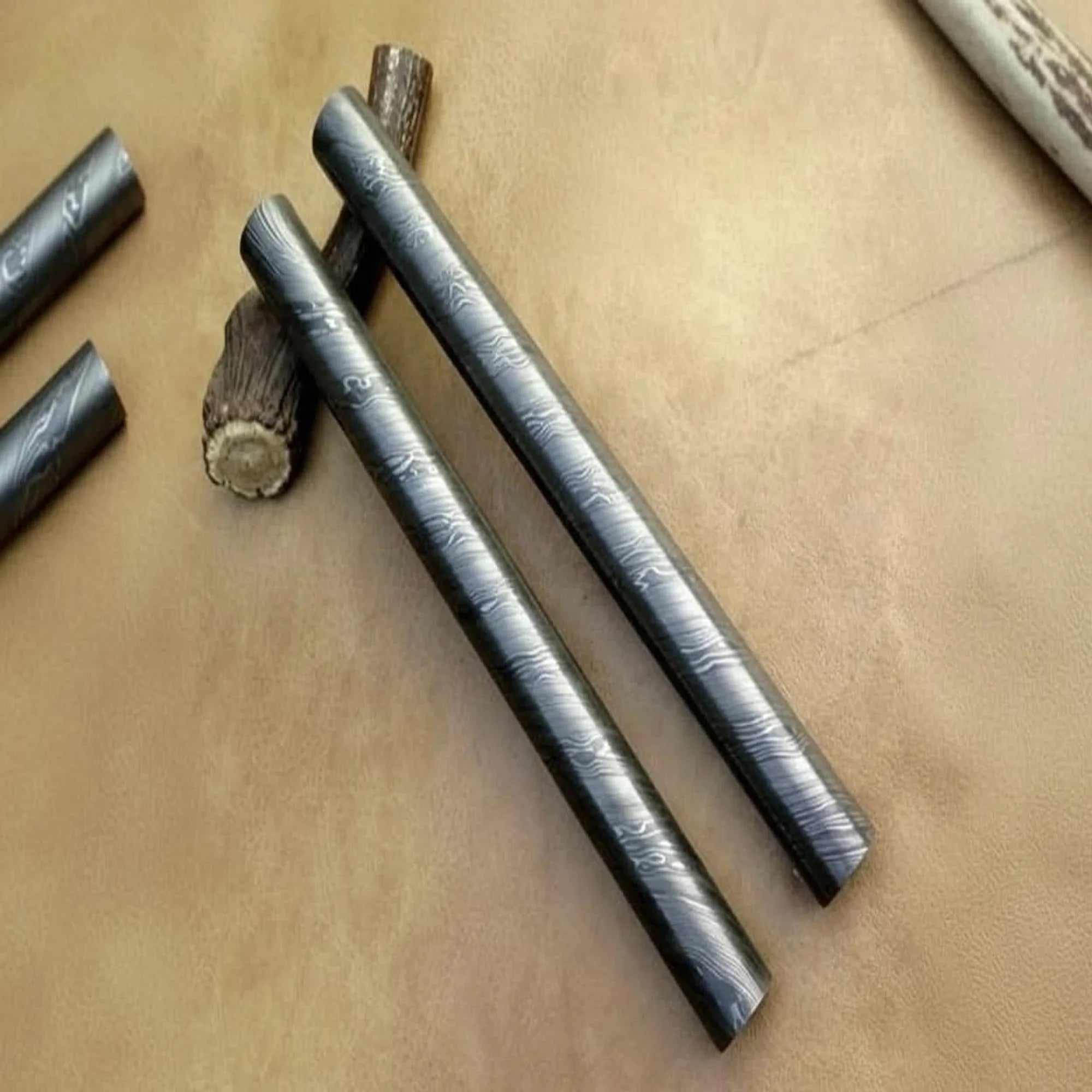 Wolfgleam Jewelry Damascus Rod 10" Handmade Set of 2 Bars