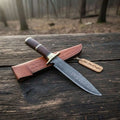 Sheffield Clip Point Damascus Bowie Knife with Rosewood Handle