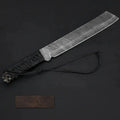 9 Inch Damascus Steel Tanto Knife with Cord Wrapped Handle – 16 Inch Overall