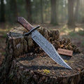Handmade Victorian Style Bowie Knife with Damascus Steel Blade & Walnut Burl Handle | JW SteelCrafts