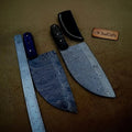 Pair of Chinese Vegetable Cleavers — Damascus Steel, Stabilized Wood (SMT) Full-Tang Handles lol