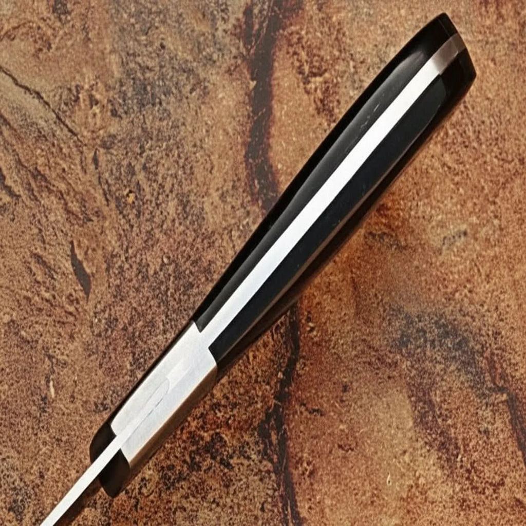 Handcrafted Damascus Steel Chef Knife, Black Resin Handle, Japanese Kitchen Blade by JW SteelCrafts