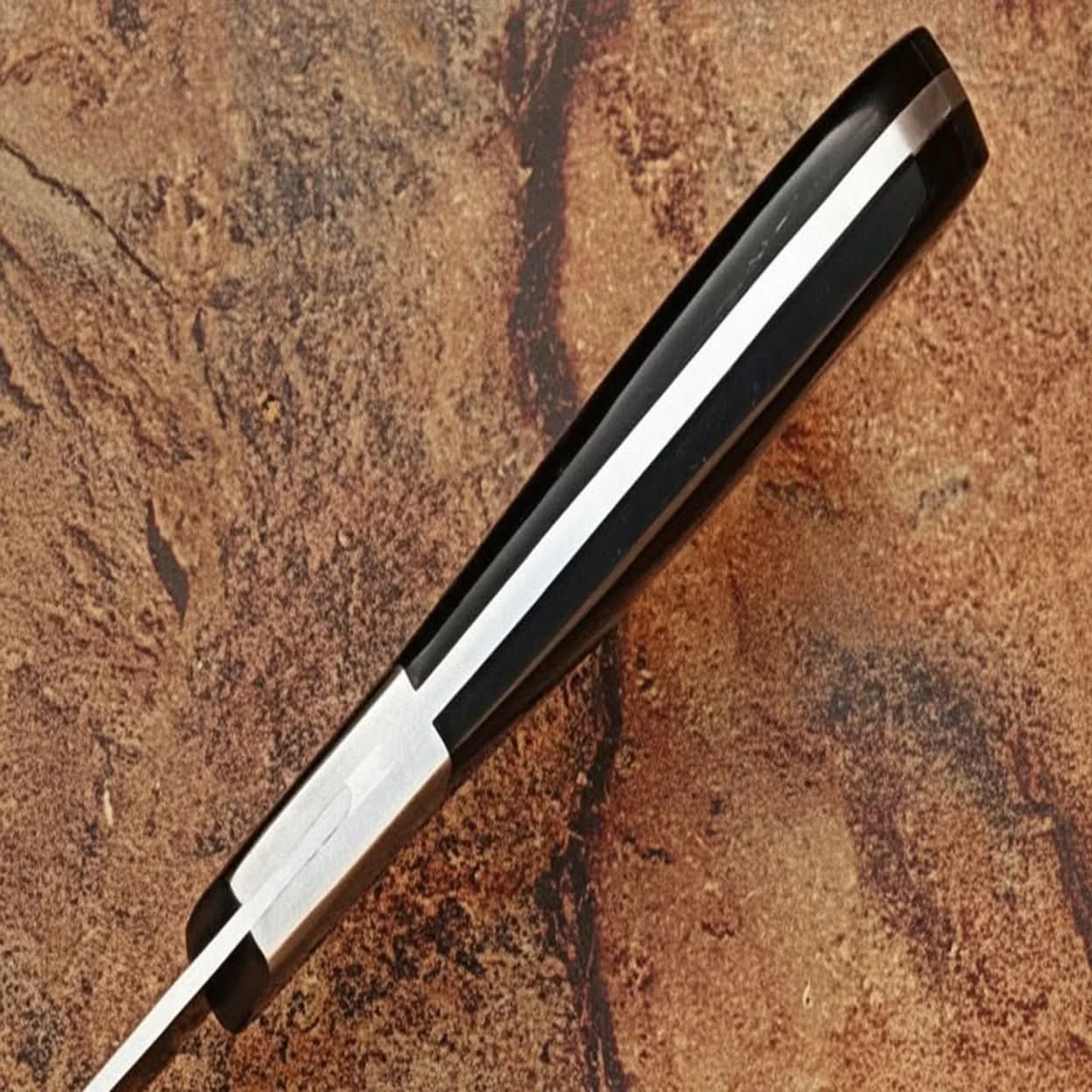 Handcrafted Damascus Steel Chef Knife, Black Resin Handle, Japanese Kitchen Blade by JW SteelCrafts