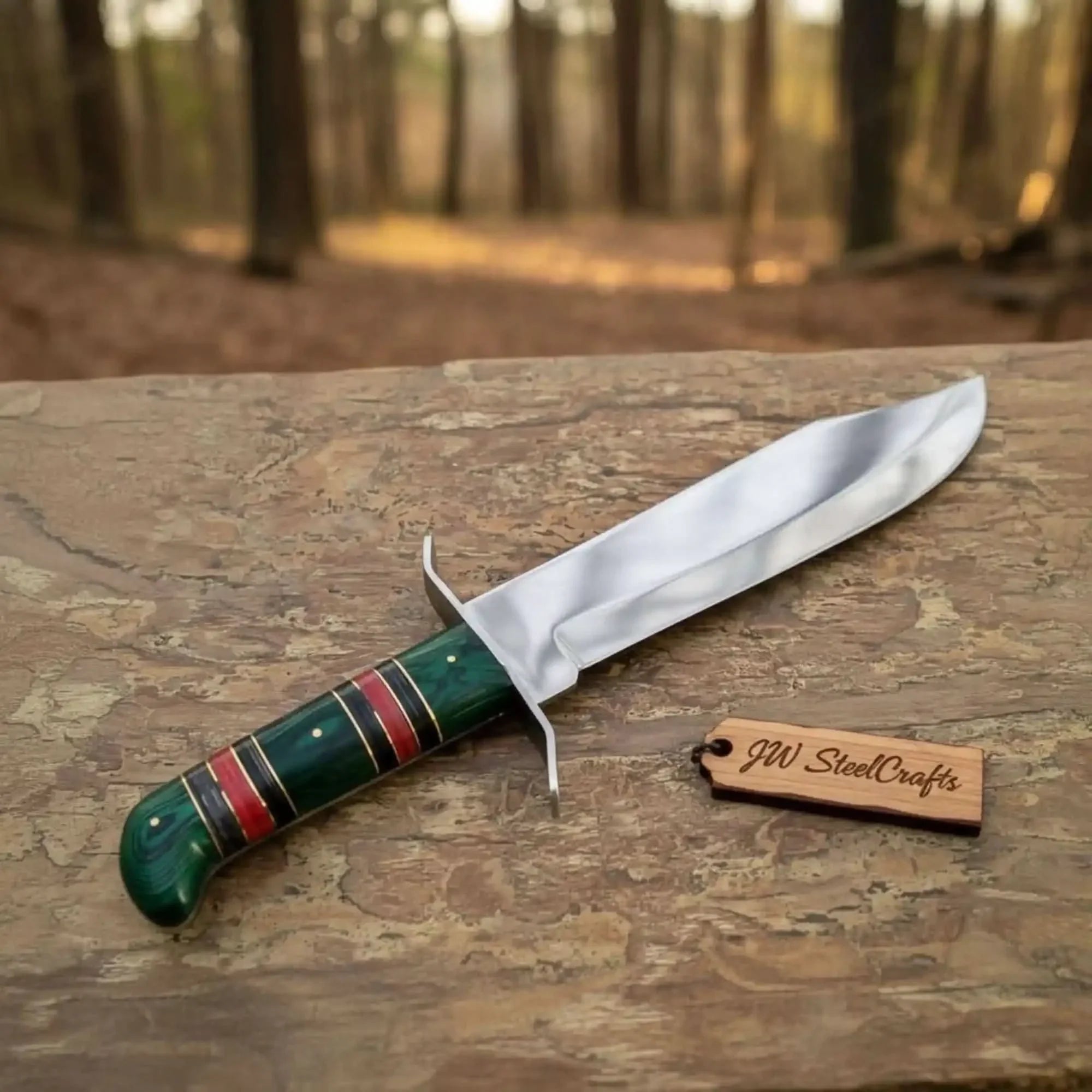 Sheffield Clip Point Bowie Knife with Carbon Steel Blade and Pakka Wood Handle