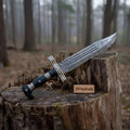 Handmade Coffin Handle Bowie Knife Hand-Engraved Damascus Steel