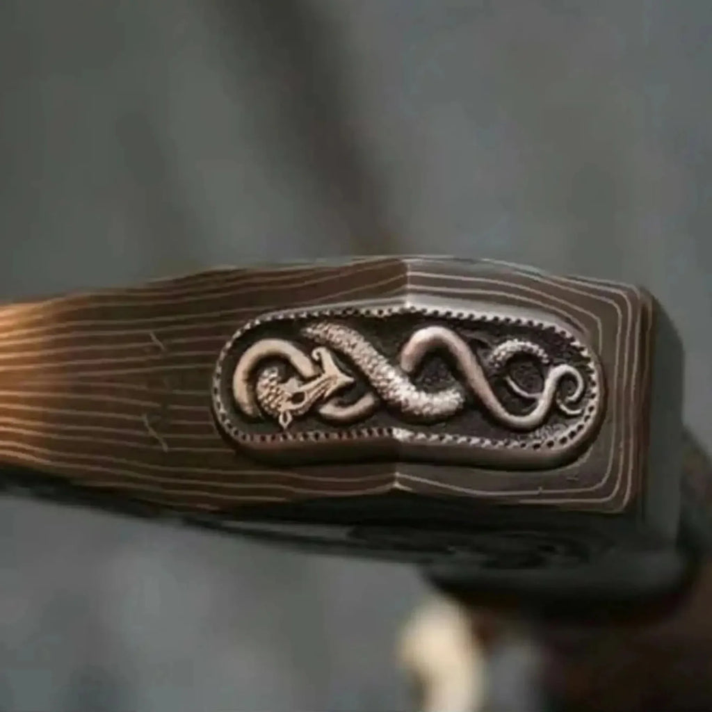 Wolf's Fang Viking Axe & Knife Set with Carved Hardwood Handle
