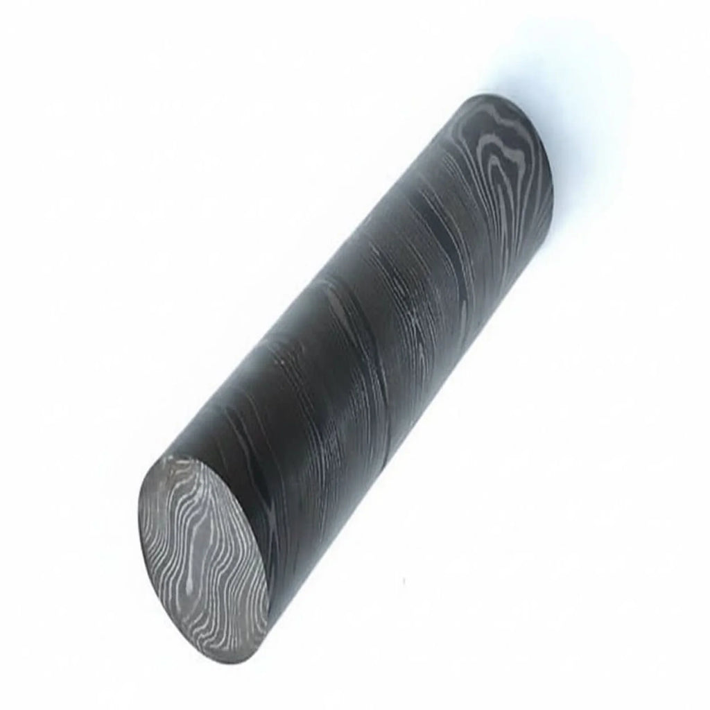 Twisted Damascus Steel Round Billet in Pre Etched Five Inch Bar