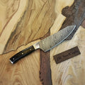 12” Twisted Pattern Damascus Chef Knife with Black Pakka Wood Handle and Steel Bolster & Full Tang