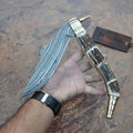 Handcrafted Damascus Steel Big Folding Knife with Genuine Antler Stag Horn Handle